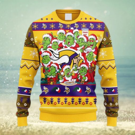 NFL Fans Minnesota Vikings 12 Grinch Xmas Day Christmas Ugly Sweater For Men Women