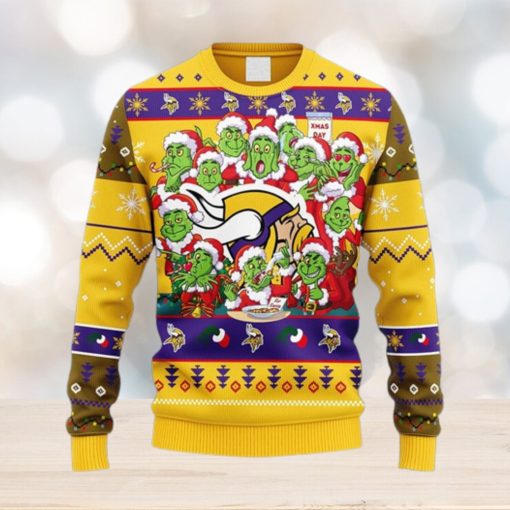 NFL Fans Minnesota Vikings 12 Grinch Xmas Day Christmas Ugly Sweater For Men Women