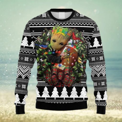 NFL Fans San Diego Chargers Groot Hug Christmas Ugly Sweater For Men Women