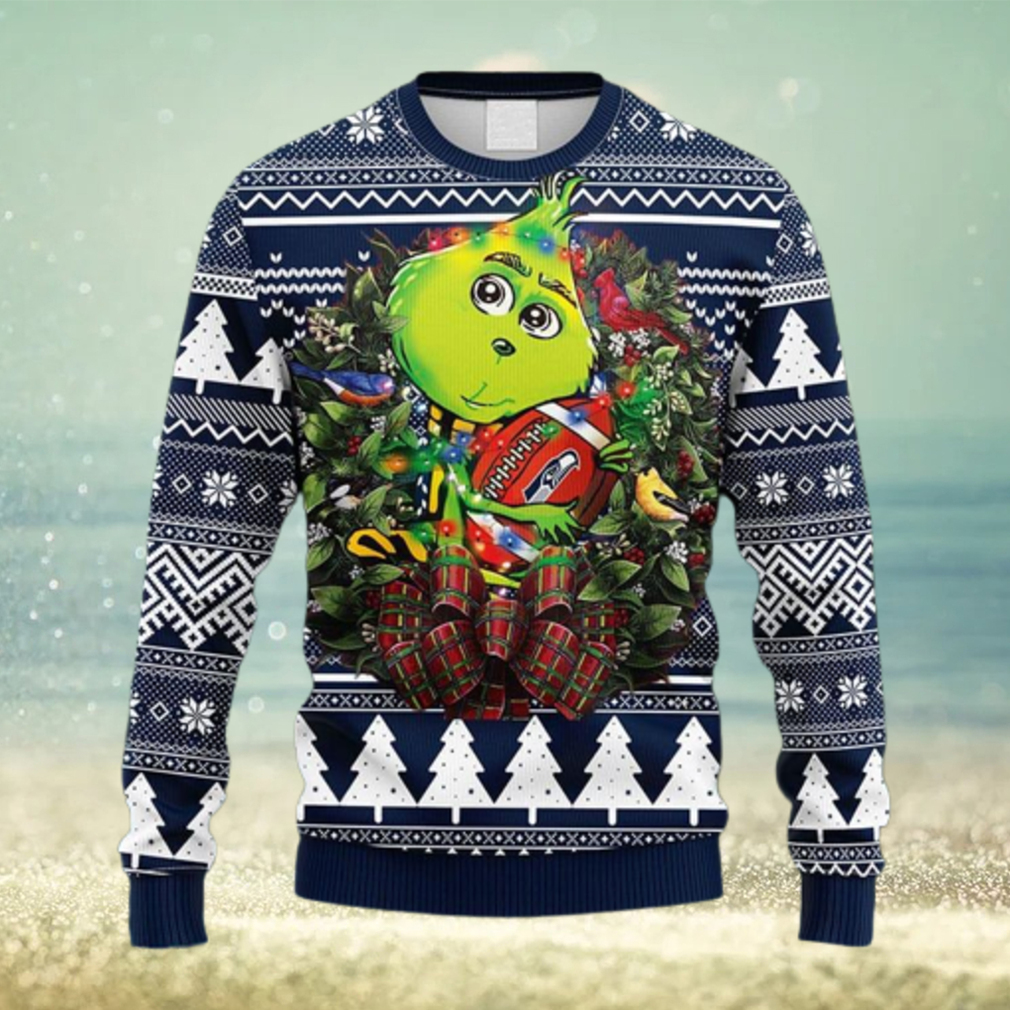 NFL Fans Seattle Seahawks Grinch Hug Christmas Ugly Sweater For