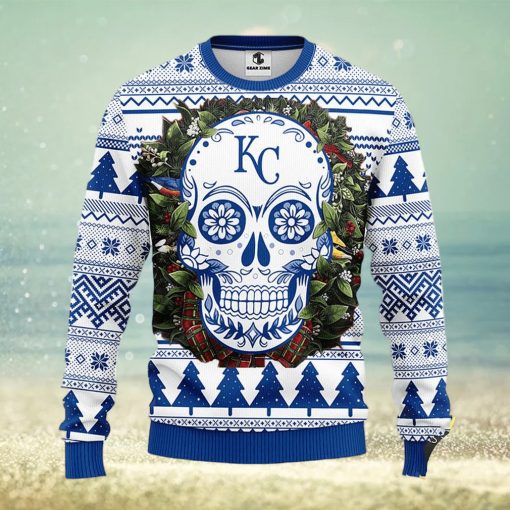 NFL Kansas City Royals Skull Flower Ugly Christmas Ugly Sweater