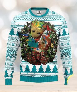 NFL Miami Dolphins Groot Hug Christmas Ugly Sweater