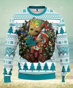 NFL Miami Dolphins Groot Hug Christmas Ugly Sweater