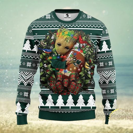 NFL Michigan State Spartans Groot Hug Christmas Ugly Sweater