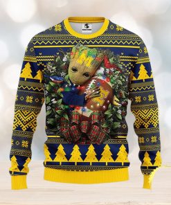 NFL Michigan Wolverines Groot Hug Christmas Ugly Sweater