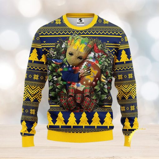 NFL Michigan Wolverines Groot Hug Christmas Ugly Sweater