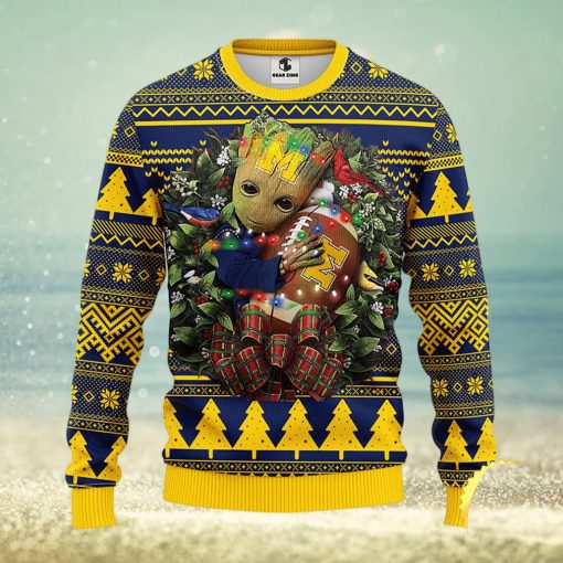 NFL Michigan Wolverines Groot Hug Christmas Ugly Sweater