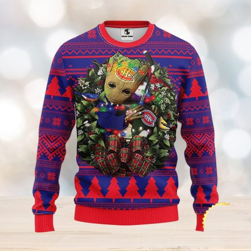 NFL Montreal Canadians Groot Hug Christmas Ugly Sweater