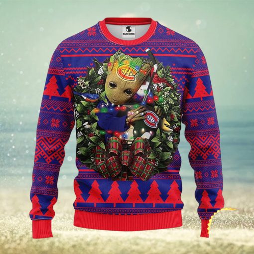 NFL Montreal Canadians Groot Hug Christmas Ugly Sweater