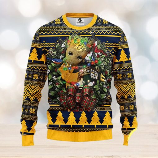 NFL Nashville Predators Groot Hug Christmas Ugly Sweater