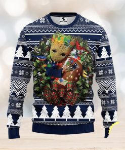 NFL New England Patriots Groot Hug Christmas Ugly Sweater