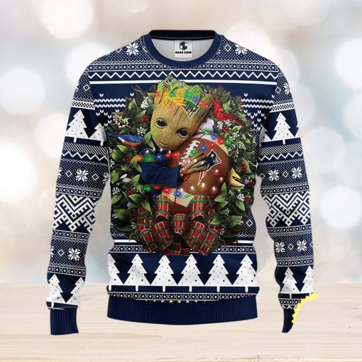 NFL New England Patriots Groot Hug Christmas Ugly Sweater