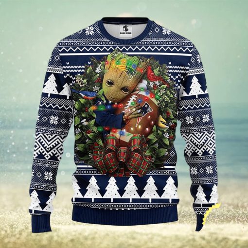 NFL New England Patriots Groot Hug Christmas Ugly Sweater