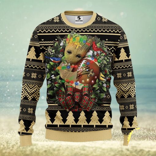 NFL New Orleans Saints Groot Hug Christmas Ugly Sweater