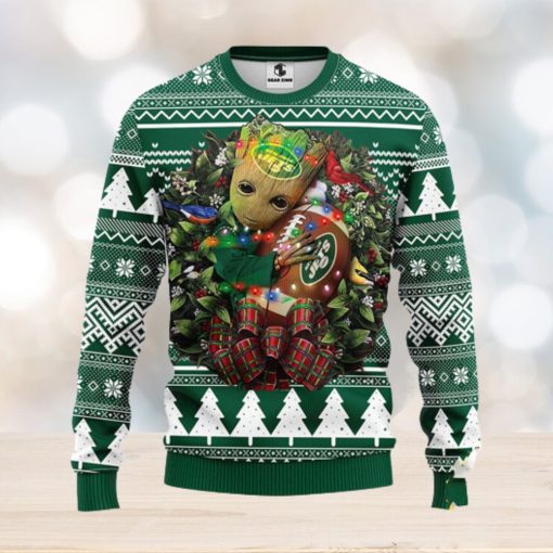 NFL New York Jets Groot Hug Christmas Ugly Sweater