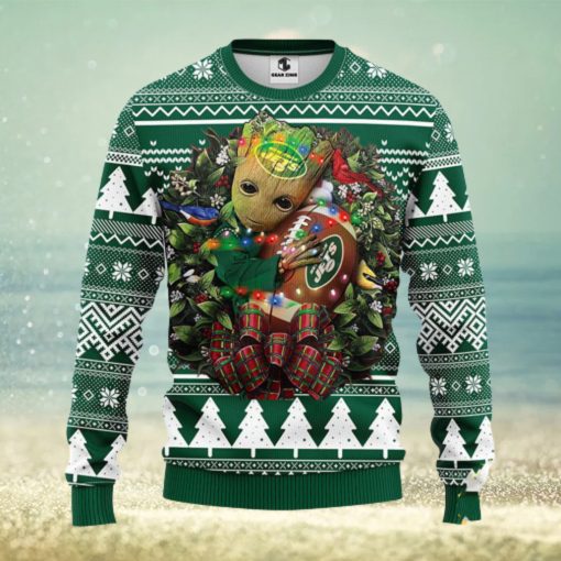 NFL New York Jets Groot Hug Christmas Ugly Sweater