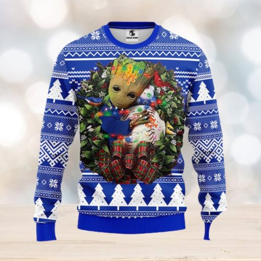 NFL New York Mets Groot Hug Christmas Ugly Sweater