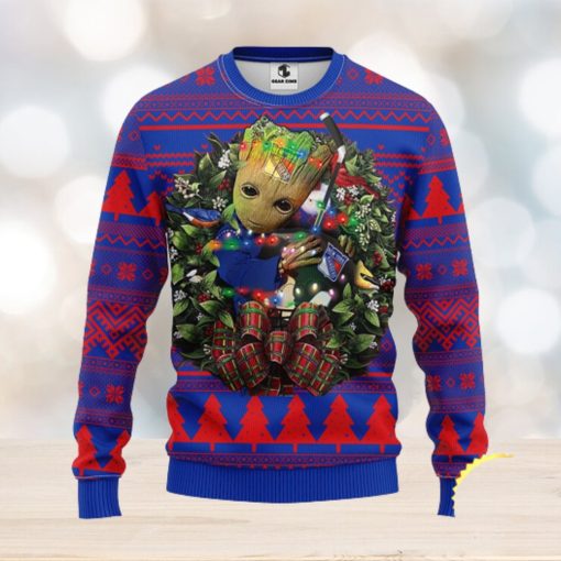 NFL New York Rangers Groot Hug Christmas Ugly Sweater