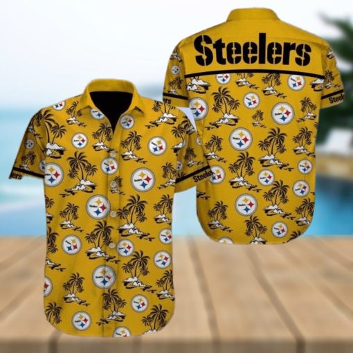 NFL Pittsburgh Steelers Football Hawaiian Graphic Print Short Sleeve Hawaiian Shirt