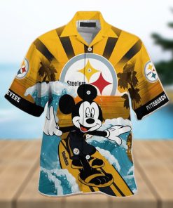 NFL Pittsburgh Steelers Hawaiian Shirt Custom Name Mickey Mouse