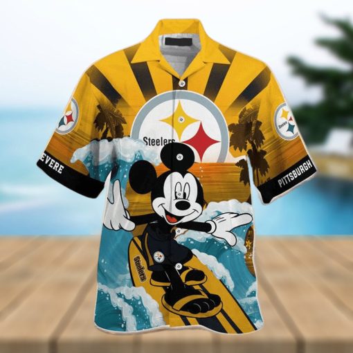 NFL Pittsburgh Steelers Hawaiian Shirt Custom Name Mickey Mouse