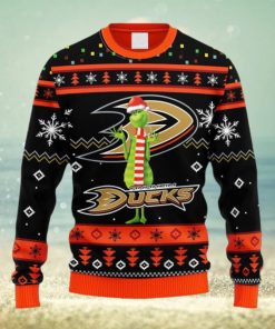 NHL Logo Anaheim Ducks Funny Grinch Christmas Ugly Sweater For Men Women