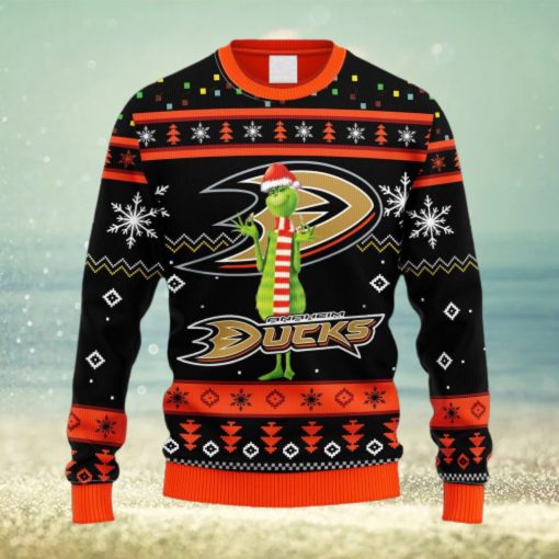 NHL Logo Anaheim Ducks Funny Grinch Christmas Ugly Sweater For Men Women