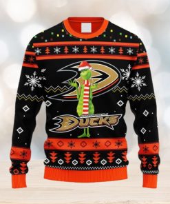 NHL Logo Anaheim Ducks Funny Grinch Christmas Ugly Sweater For Men Women