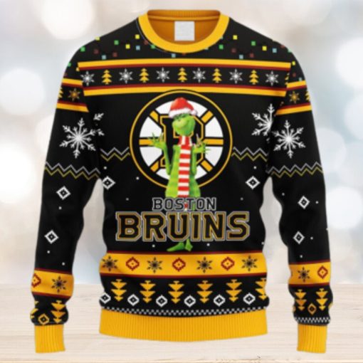 NHL Logo Boston Bruins Funny Grinch Christmas Ugly Sweater For Men Women