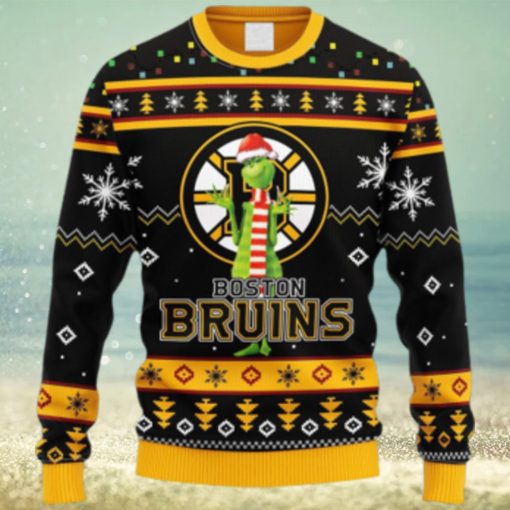 NHL Logo Boston Bruins Funny Grinch Christmas Ugly Sweater For Men Women