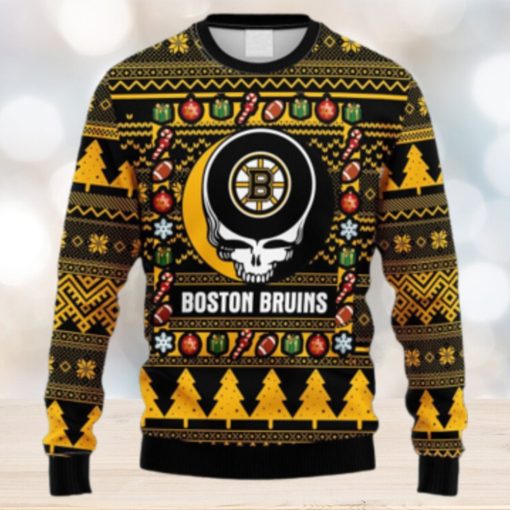 NHL Logo Boston Bruins Grateful Dead Ugly Christmas Fleece Sweater For Men Women