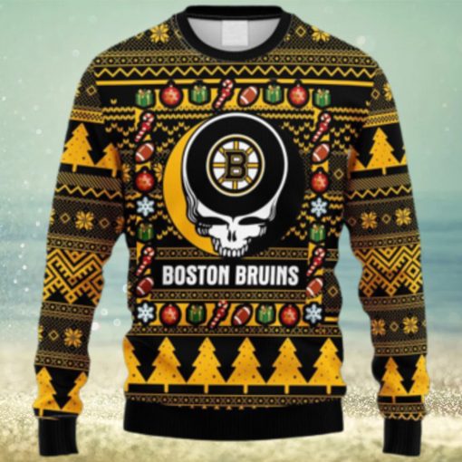 NHL Logo Boston Bruins Grateful Dead Ugly Christmas Fleece Sweater For Men Women