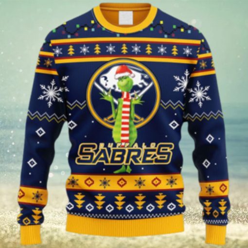 NHL Logo Buffalo Sabres Funny Grinch Christmas Ugly Sweater For Men Women