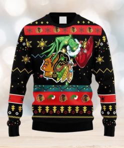 NHL Logo Chicago Blackhawks Grinch Christmas Ugly Sweater For Men Women