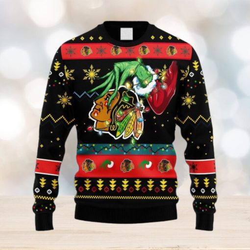 NHL Logo Chicago Blackhawks Grinch Christmas Ugly Sweater For Men Women