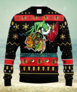 NHL Logo Chicago Blackhawks Grinch Christmas Ugly Sweater For Men Women