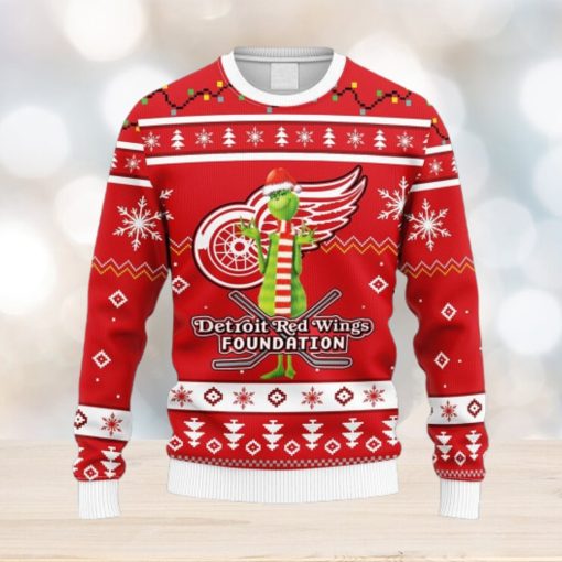 NHL Logo Detroit Red Wings Funny Grinch Christmas Ugly Sweater For Men Women