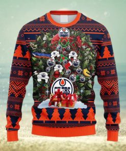 NHL Logo Edmonton Oilers Tree Ugly Christmas Fleece Sweater For Men Women