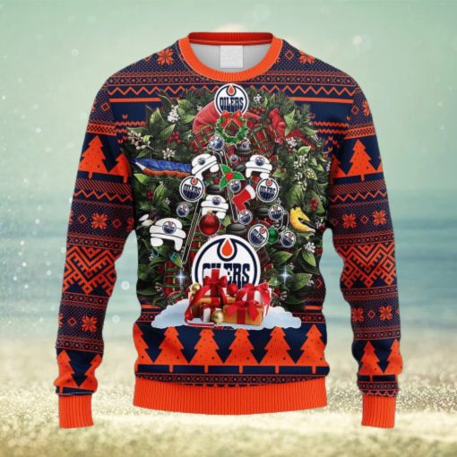 NHL Logo Edmonton Oilers Tree Ugly Christmas Fleece Sweater For Men Women