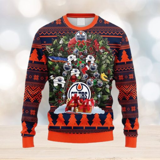 NHL Logo Edmonton Oilers Tree Ugly Christmas Fleece Sweater For Men Women