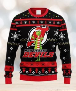 NHL Logo New Jersey Devils Funny Grinch Christmas Ugly Sweater For Men Women