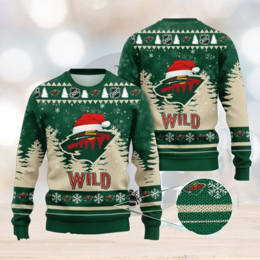 NHL Minnesota Wild Christmas Santa Hat AOP Print 3D Ugly Sweater