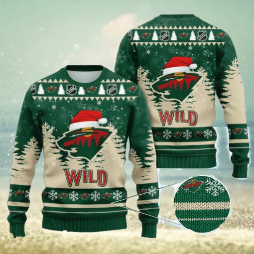 NHL Minnesota Wild Christmas Santa Hat AOP Print 3D Ugly Sweater