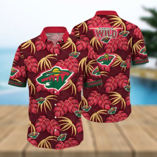 NHL Minnesota Wild Hawaiian Shirt Palm Leaves Pattern Beach Gift For Him