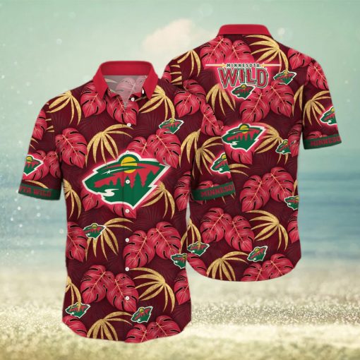 NHL Minnesota Wild Hawaiian Shirt Palm Leaves Pattern Beach Gift For Him