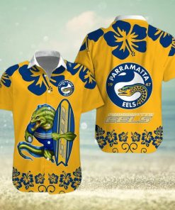 NRL Logo Parramatta Eels Big Hibiscus Hawaiian Shirt And Short Gift For Fans