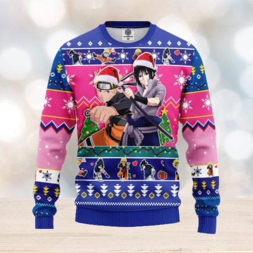 Naruto Anime Merry Xmas Gift Santa Naruto And Sasuke AOP Print Christmas Ugly Sweater For Men Women