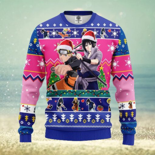 Naruto Anime Merry Xmas Gift Santa Naruto And Sasuke AOP Print Christmas Ugly Sweater For Men Women