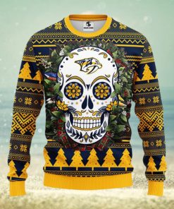 Nashville Predators Skull Flower Ugly Christmas Ugly Sweater