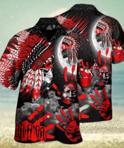 Native American Halloween Red Skull Moon Night Style – Halloween Hawaiian Shirt